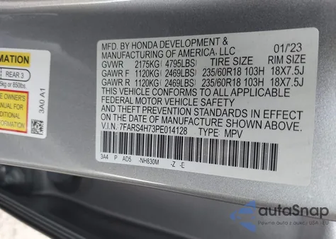 2023 Honda Cr-V Ex-L Awd from USA, damaged, VIN 7FARS4H73PE014128